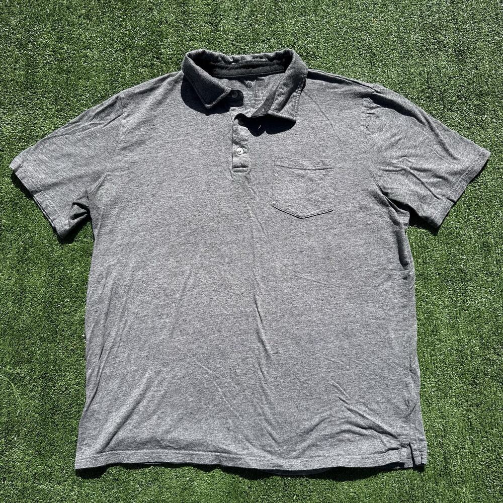 Free Fly Men’s Bamboo Polo Shirt Gray Heather Short Sleeve Size Large L